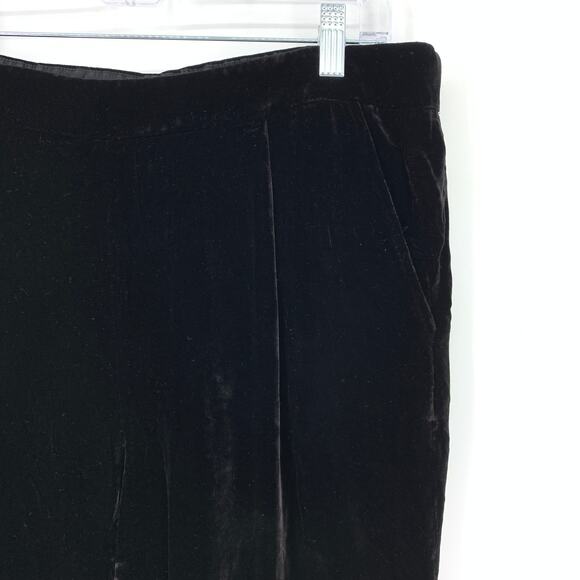 Vince Pants Women's Size Medium High Waist Pull On Velvet Silk Black - Picture 3 of 6